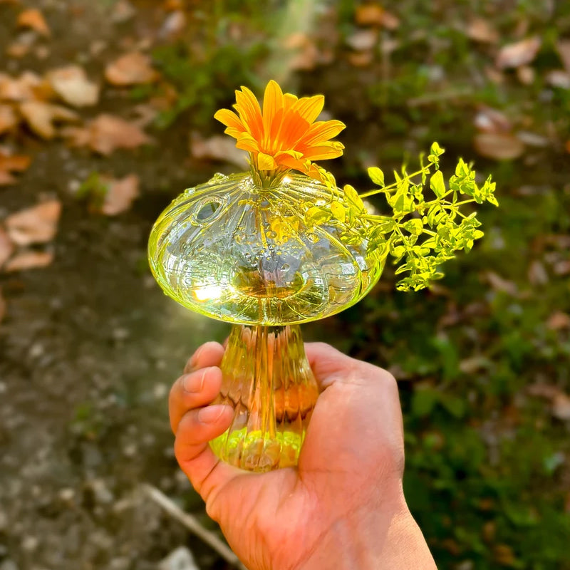 Handmade Glass Mushroom Bud Vase