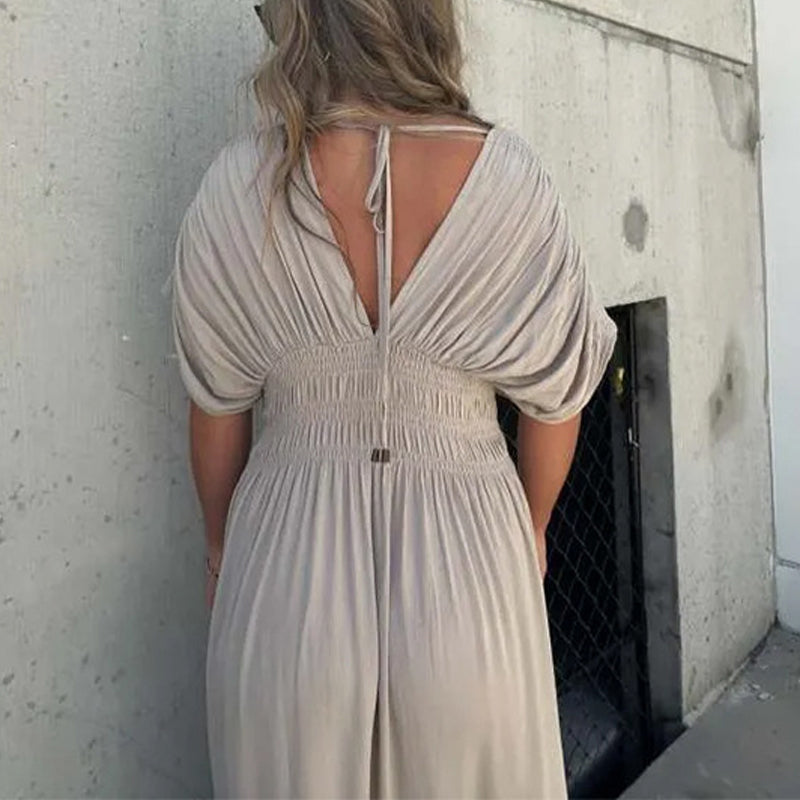 Slit V-Neck Effortless Maxi Long Dress