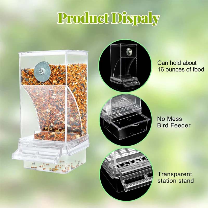 Automatic No-Spill Transparent Bird Feeder