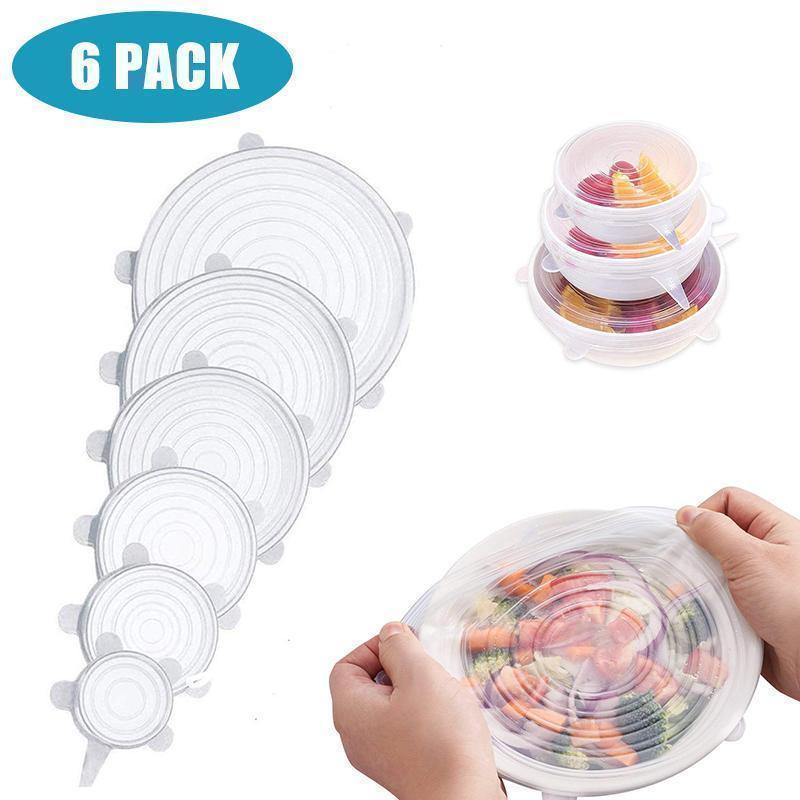 Stretchable food silicone lid, 6 pieces