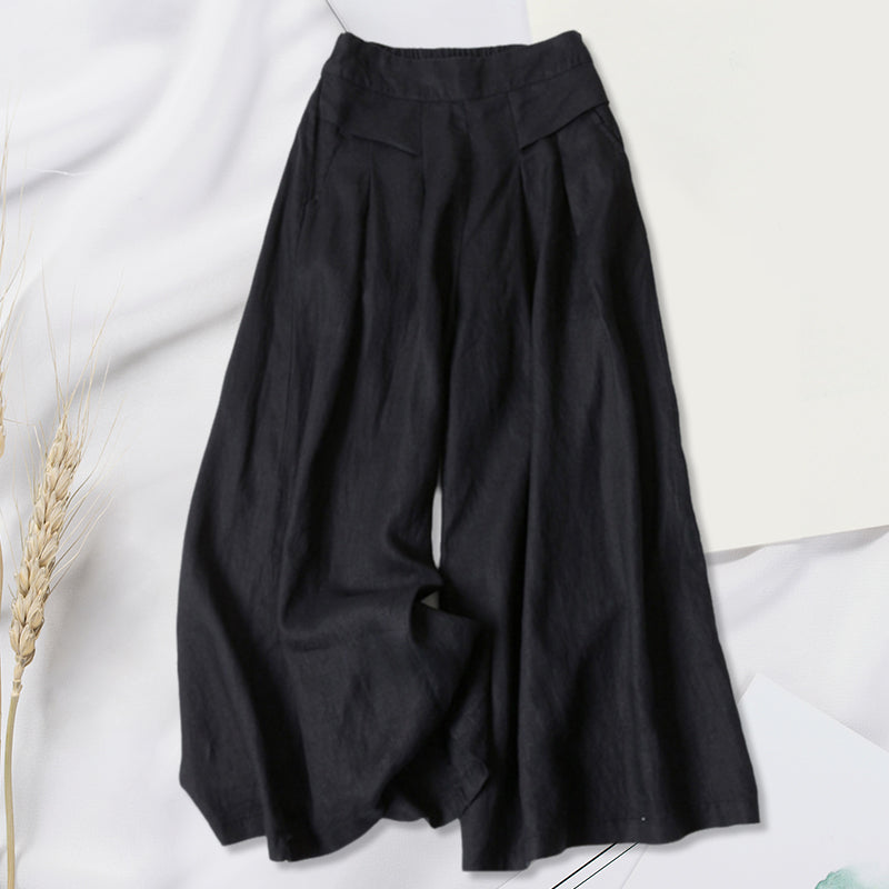 High Waist Cotton and Linen Wide Leg Pants