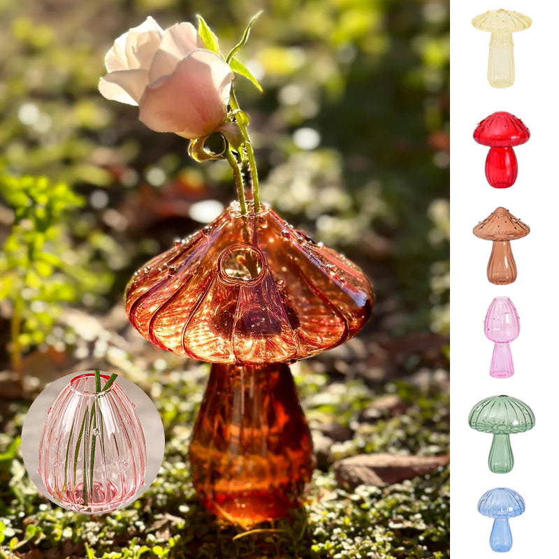 Handmade Glass Mushroom Bud Vase