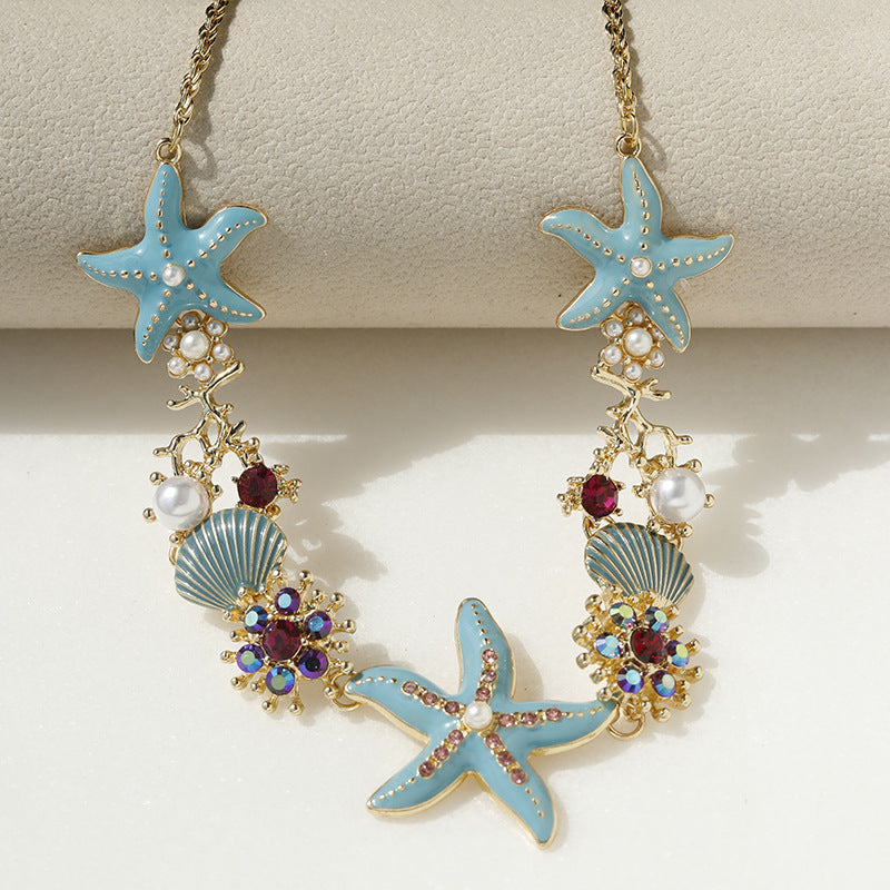 Shell Starfish Pearl Necklace