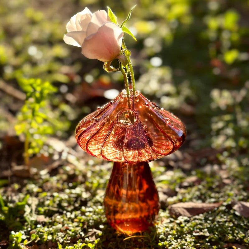 Handmade Glass Mushroom Bud Vase