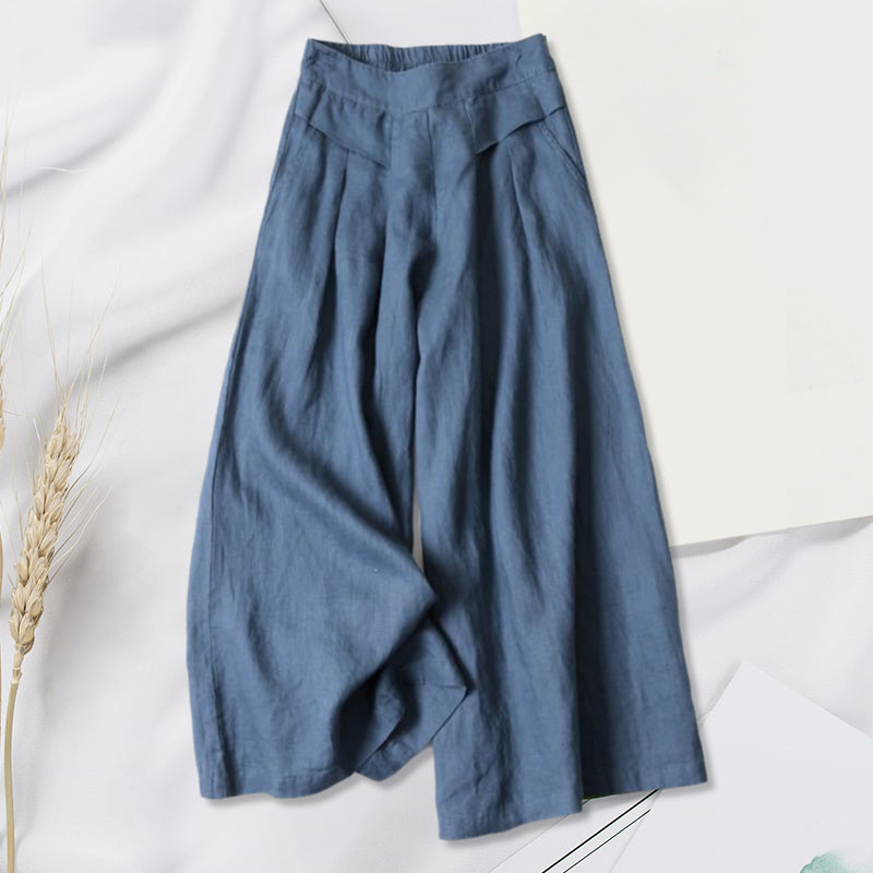 High Waist Cotton and Linen Wide Leg Pants