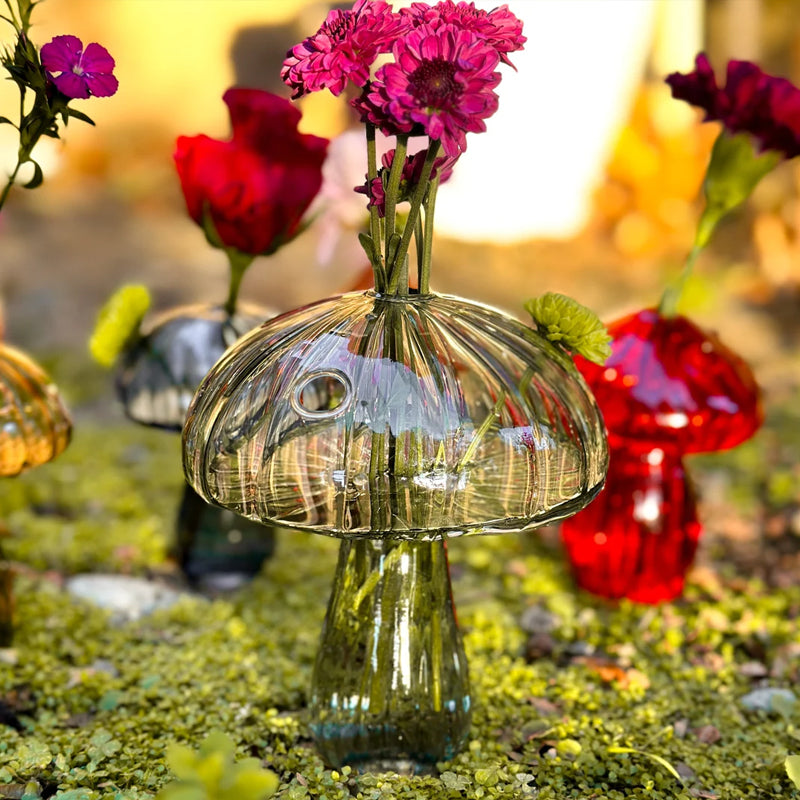 Handmade Glass Mushroom Bud Vase