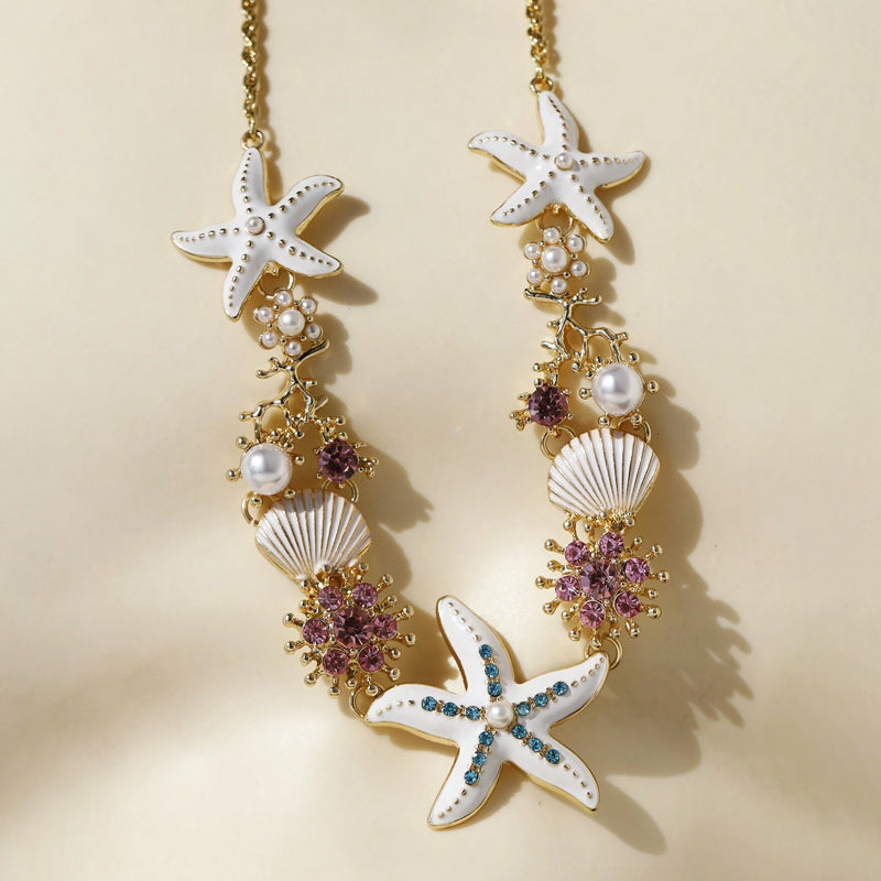 Shell Starfish Pearl Necklace