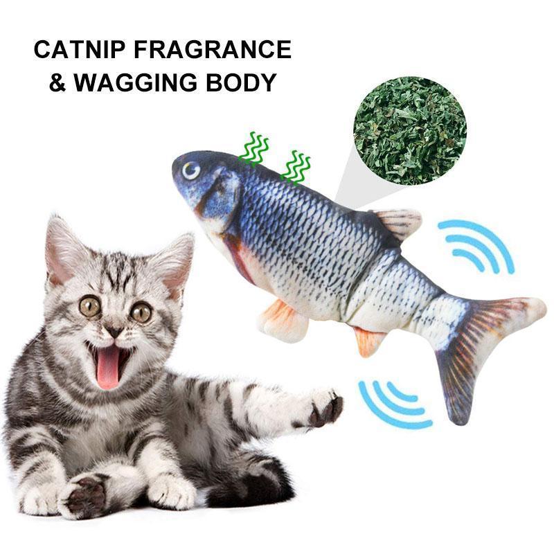 Plush Simulation USB Charging Cat Fish Toy(10.6 in/ 26.9 cm)