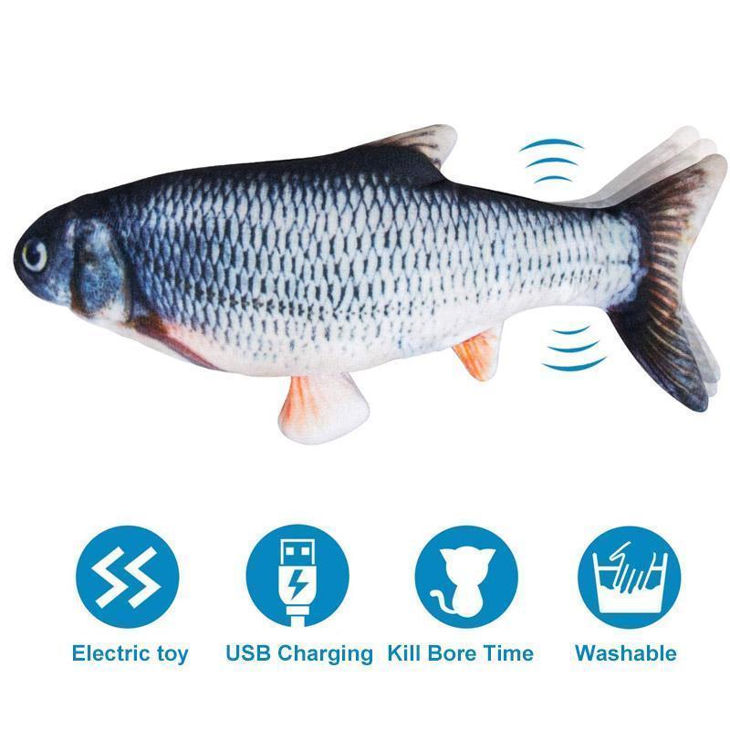 Plush Simulation USB Charging Cat Fish Toy(10.6 in/ 26.9 cm)