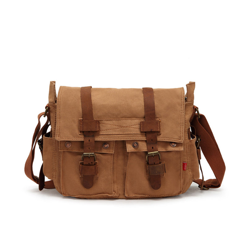 FASHION VINTAGE LEATHER CANVAS MEN'S MESSENGER BAG