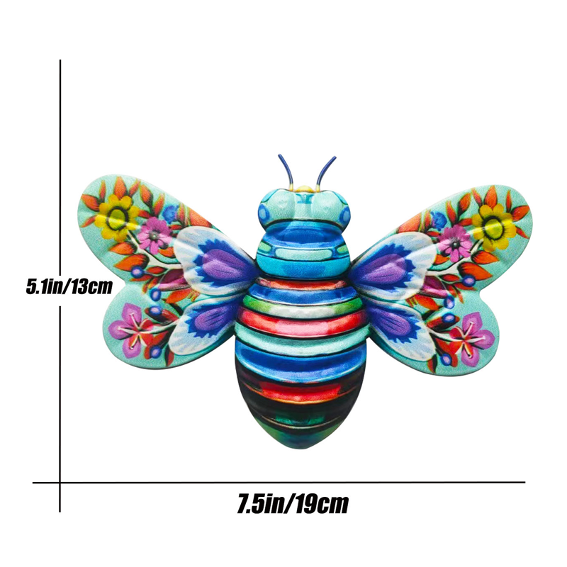 Iron Bee Art Sculpture Hanging Wall Decorations for Garden