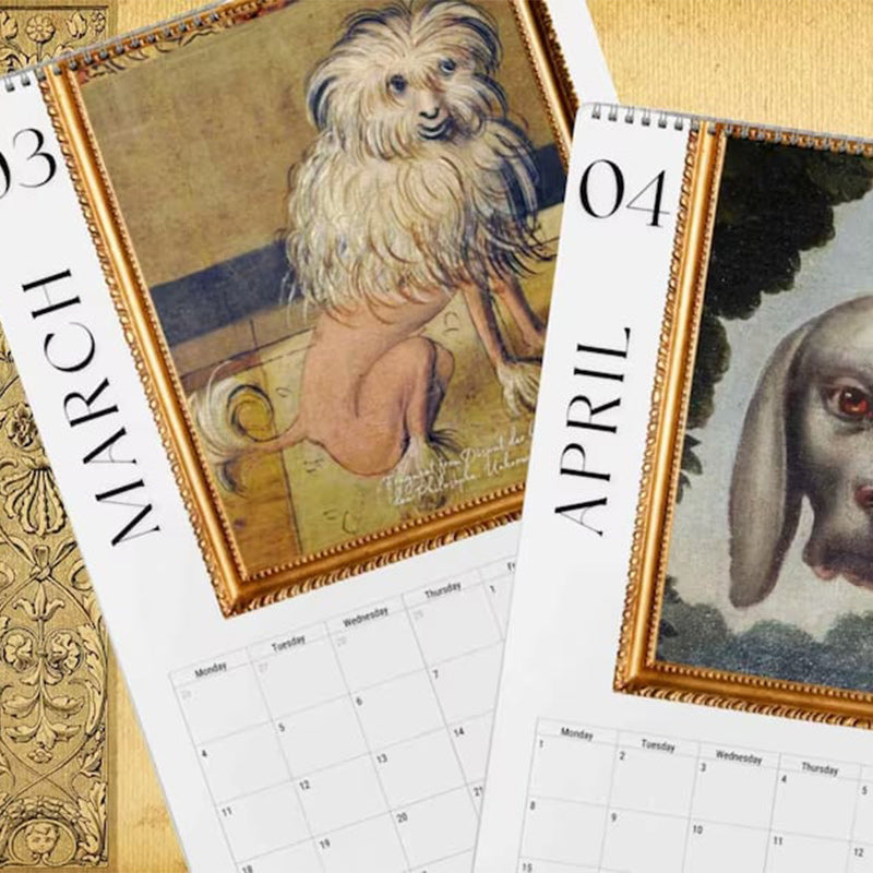 🐶2024 Renaissance Painting Ugly Dogs Monthly Calendar📅