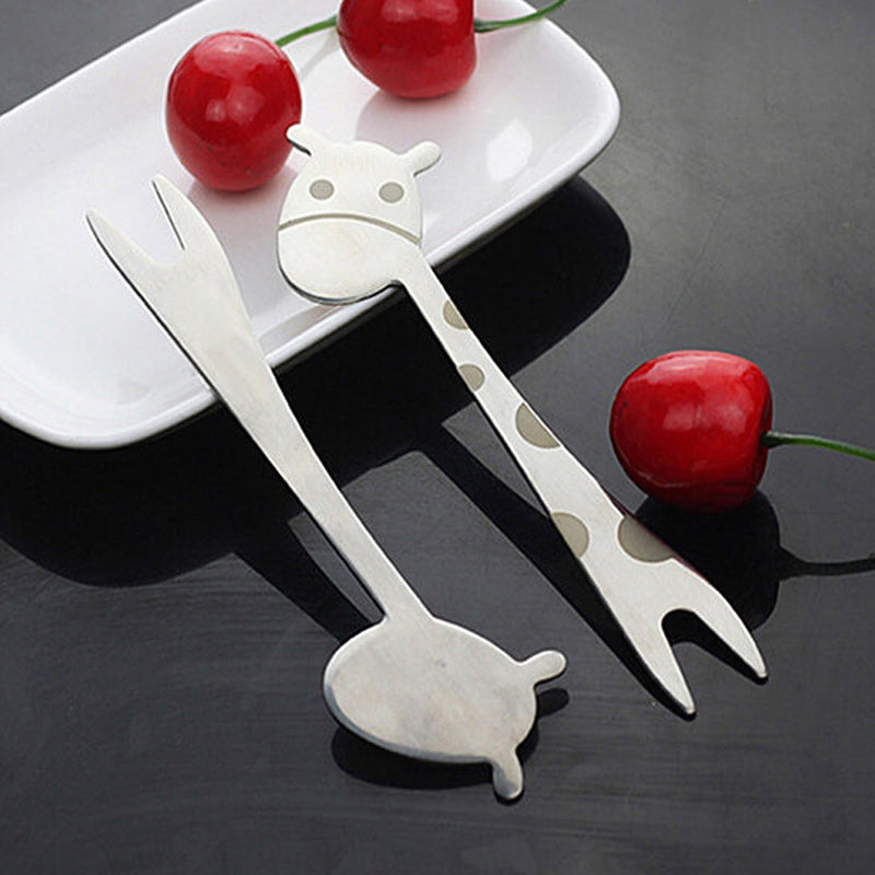 Stainless Steel Children's Fruit Fork  Cute Giraffe