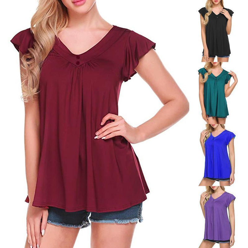 haloera™ Women's V Neck Pleated Tunic Tops