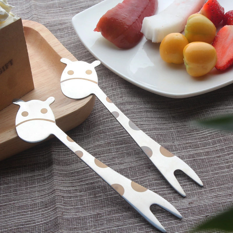 Stainless Steel Children's Fruit Fork  Cute Giraffe