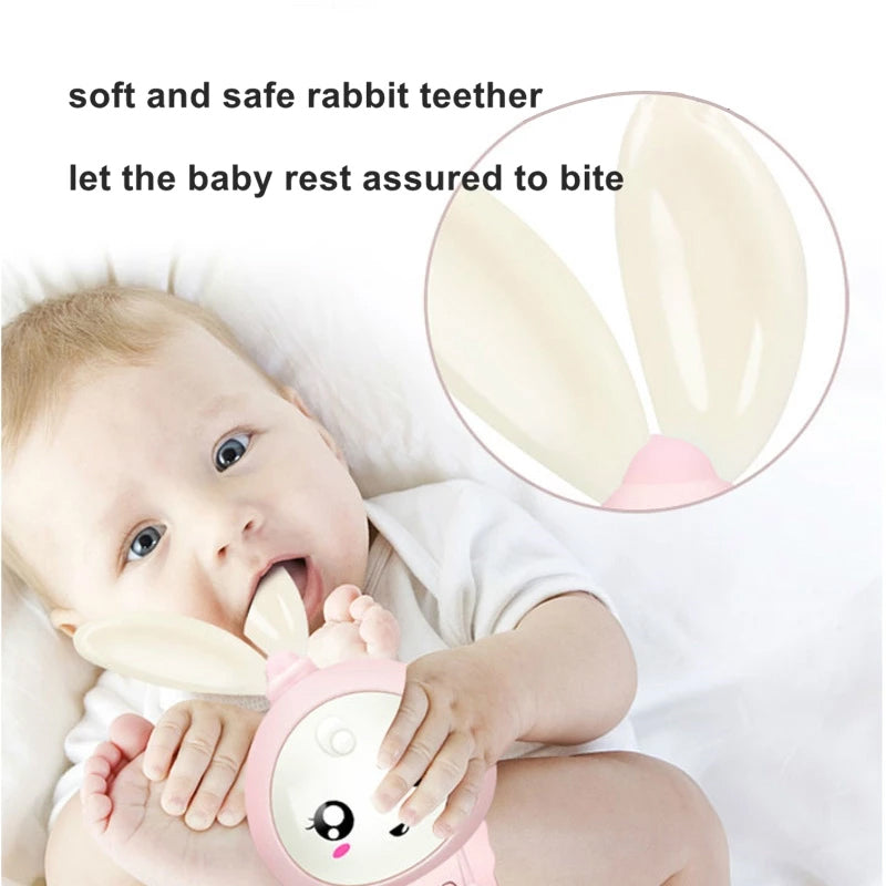 Flashing Music Baby Rattle Rabbit Teether Mobile Hand Bells