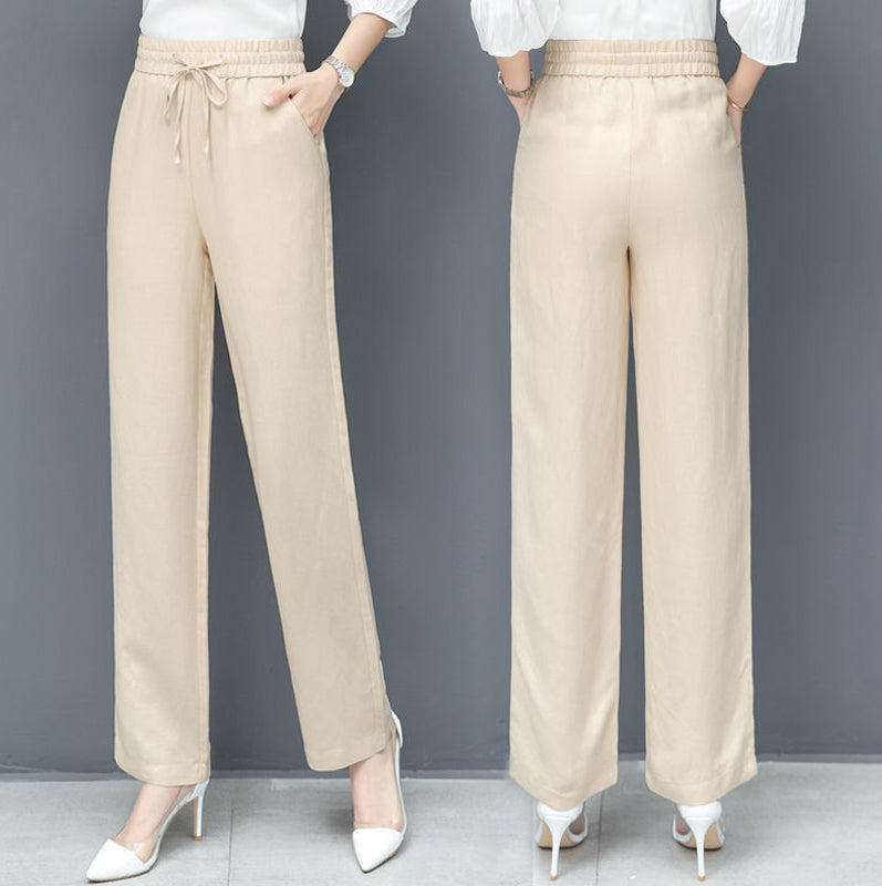 High Waist Loose Ice Silk Pants