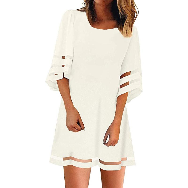 Loose O-Neck Mesh Dress