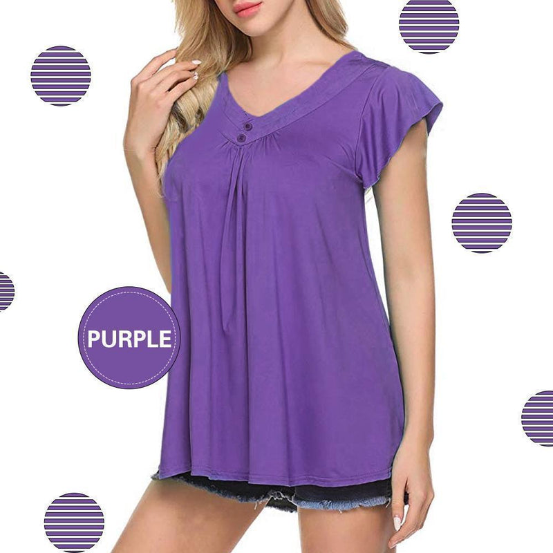 haloera™ Women's V Neck Pleated Tunic Tops