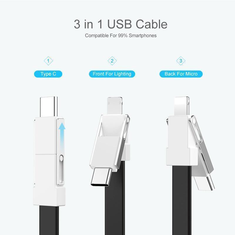 haloera™  3-in-1 Keychain Data Sync Charge Cable