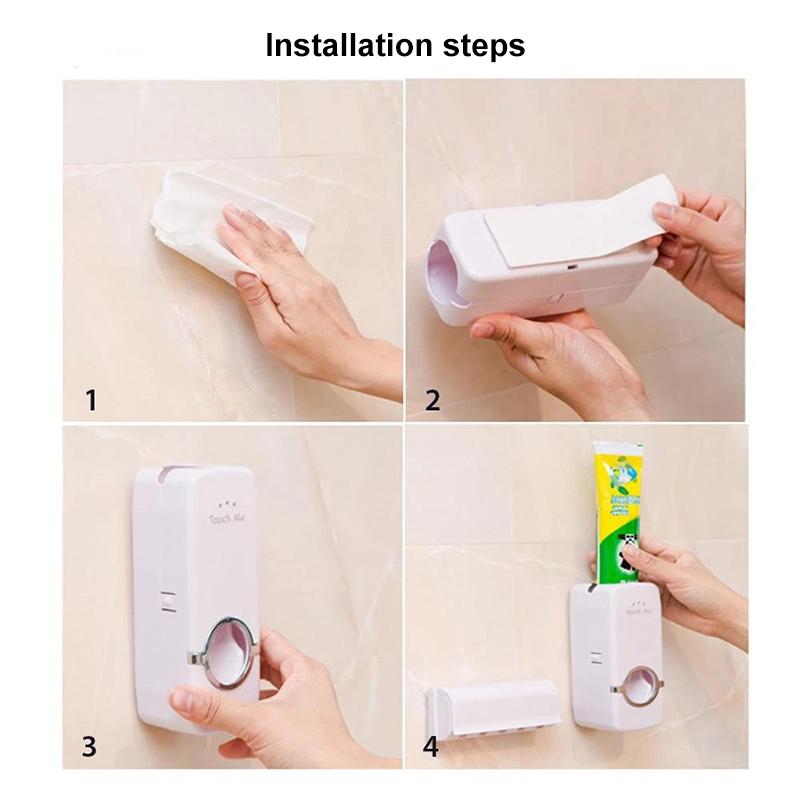 Automatic Toothpaste Dispenser and Toothbrush Holder Set