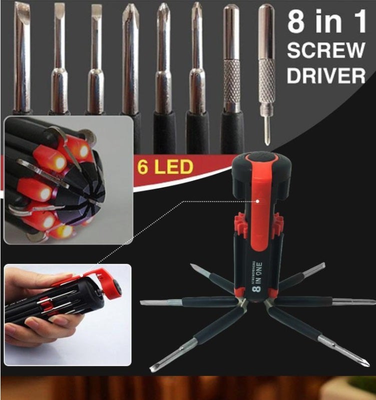 8 Screwdrivers in 1 Tool with Worklight and Flashlight