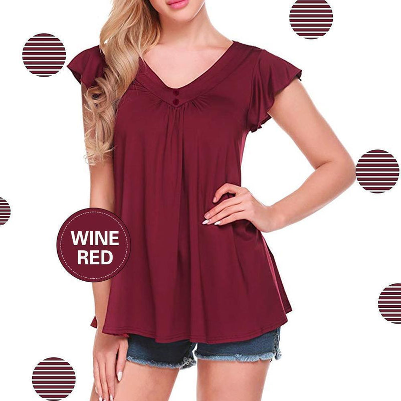 haloera™ Women's V Neck Pleated Tunic Tops