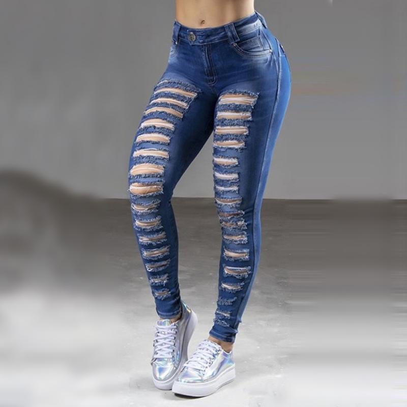 New Fashion Trendy Stretch Ripped Skinny Denim Jeans