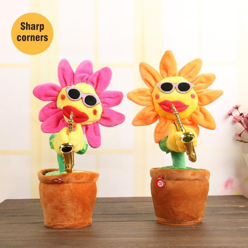 Sunflower singer with saxophone, funny toy