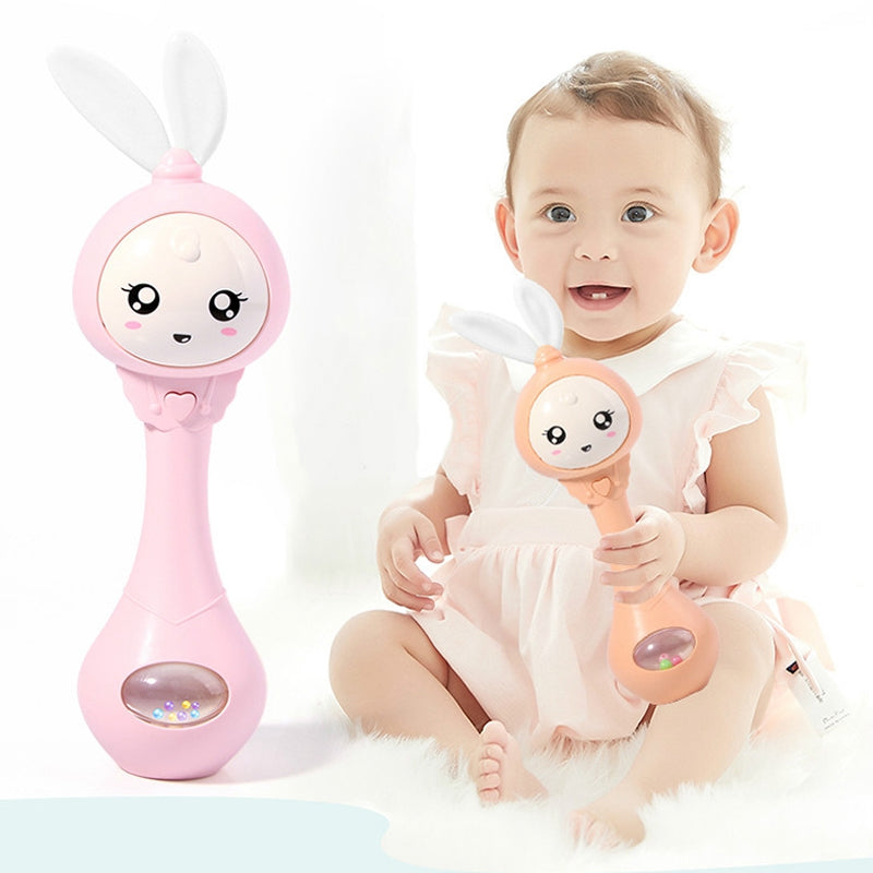 Flashing Music Baby Rattle Rabbit Teether Mobile Hand Bells