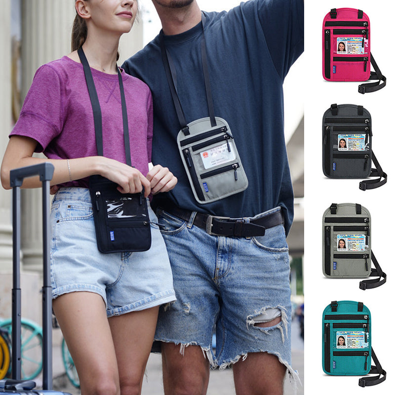 Travel Neck Pouch Neck Wallet with RFID Blocking Passport Holder