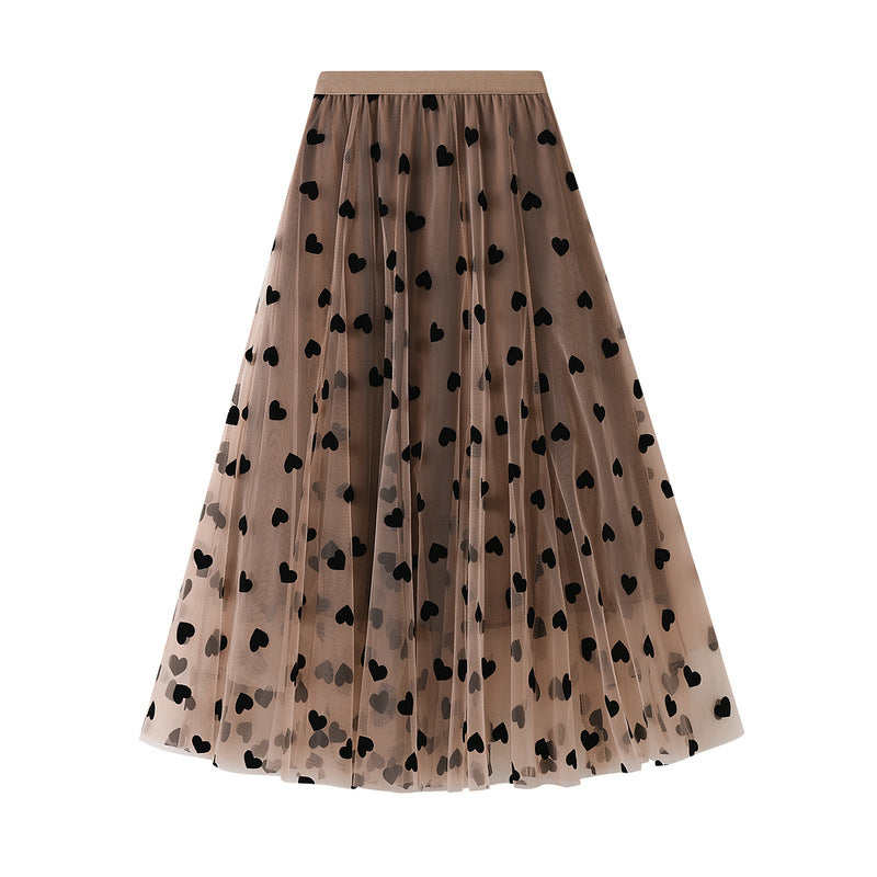 Women's Double-Layered Mesh Midi Skirt