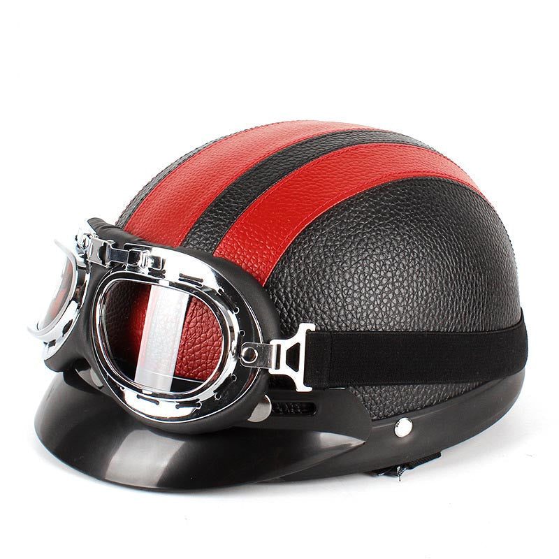 Motorcycle Harley PU Helmet with Goggles